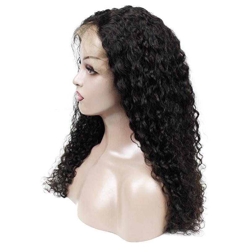 Water Wave Human Hair Full Lace Wig 13x6 Frontal Lace Wig Naturlal Black #1B